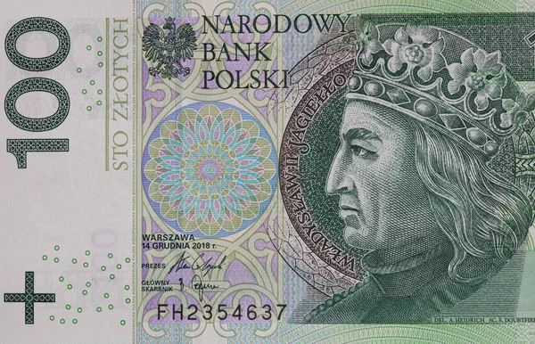 Obverse 100 Polish Zloty Banknote Design Purpose — Fotografia de Stock