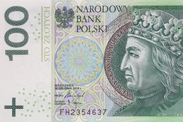 Аверс 100 Польских Злотых Банкнот Дизайнерских Целей — стоковое фото