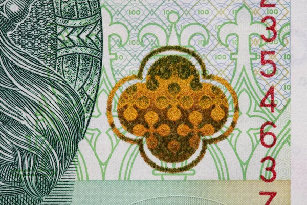 Obverse 100 Polish Zloty Banknote Design Purpose — 图库照片