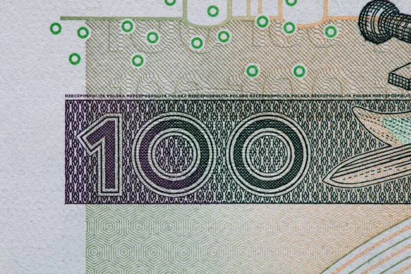 Обратный Ход 100 Польских Злотых Банкнот Дизайнерских Целей — стоковое фото