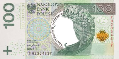 100 polish zloty banknote with empty middle area for design purpose