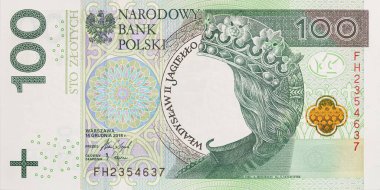 100 polish zloty banknote with empty middle area for design purpose