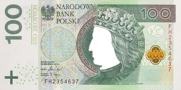 100 Polish Zloty Banknote Empty Middle Area Design Purpose — Zdjęcie stockowe