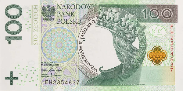 100 Polish Zloty Banknote Empty Middle Area Design Purpose — Zdjęcie stockowe
