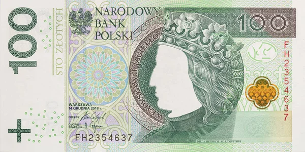 100 Polish Zloty Banknote Empty Middle Area Design Purpose — Stock Fotó