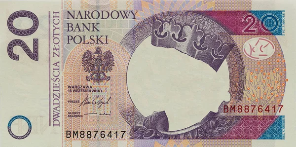 20 polish zloty banknote with empty middle area for design purpose