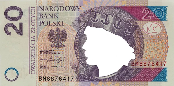 Polish Zloty Banknote Empty Middle Area Design Purpose — ストック写真