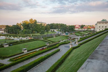 Warsaw, Poland - August 3, 2022:  Castle garden in Warsaw, Poland