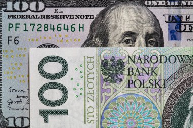 Tasarım amaçlı 100 Amerikan doları ve 100 Polonya parası.