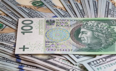 Tasarım amaçlı 100 Amerikan doları ve 100 Polonya parası.
