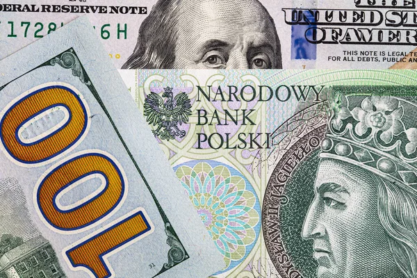 Tasarım amaçlı 100 Amerikan doları ve 100 Polonya parası.