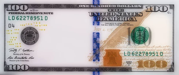 Granica Usa 100 Dolarów Pustym Środkowym Obszarze Celów Projektowych — Zdjęcie stockowe