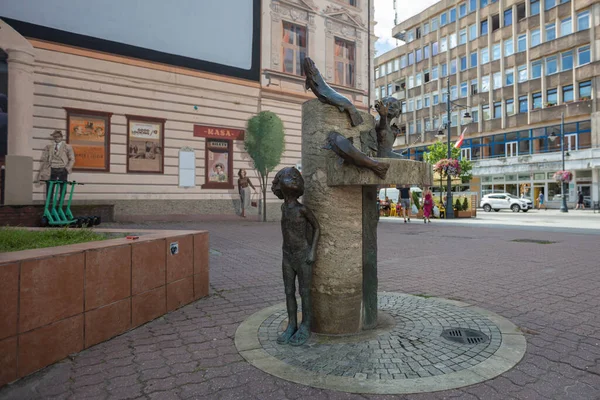 Lodz Polonia Agosto 2022 Niños Fuente Peces Polonia —  Fotos de Stock