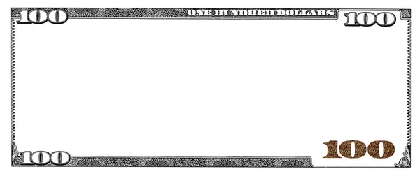Frontera 100 Dólares Con Área Media Transparente Vacía Para Propósitos —  Fotos de Stock