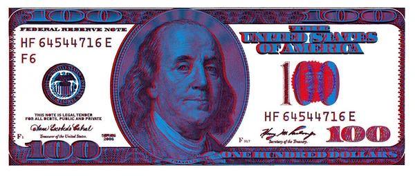 Nota Transparente 100 Dólares Americanos Para Efeitos Desenho — Fotografia de Stock