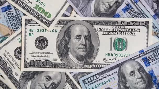 Randomly Layed 100 Dollar Bills Background — Stock Video