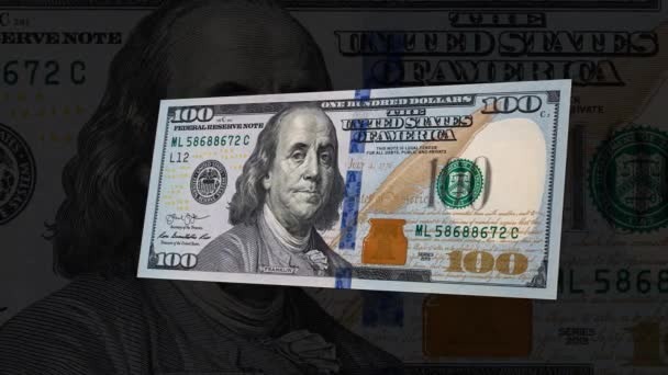 100 Dollar Banknoten Hintergrund Für Design Zweck — Stockvideo