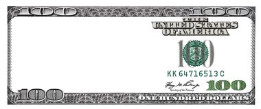 100 dolarlık sınır, tasarım amaçlı boş şeffaf orta alan