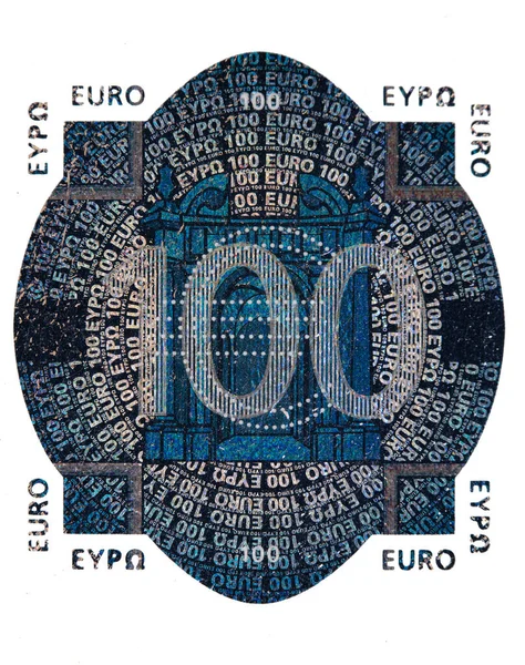 Fragmento 100 Notas Euro Sobre Fundo Transparente Para Efeitos Desenho — Fotografia de Stock
