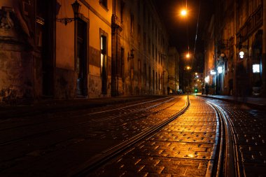 Lviv, Ukrayna - 12 Ekim 2022: Lviv City cente night