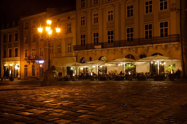 Lviv Ucrânia Outubro 2022 Cidade Lviv Cente Noite — Fotografia de Stock