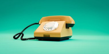 Cyan geçmişi olan bir telefon. 3d resimleme