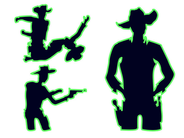 Cowboy silhouette set