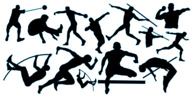 All athletic silhouette blue clipart