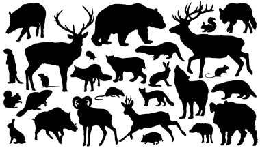 Forest animal silhouettes clipart