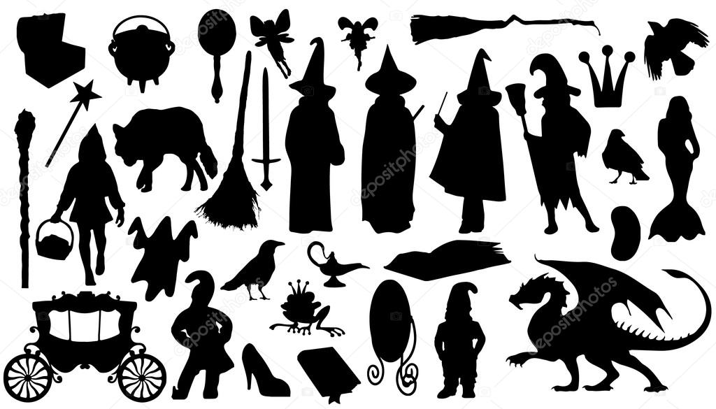 Fairytale silhouettes on the white background