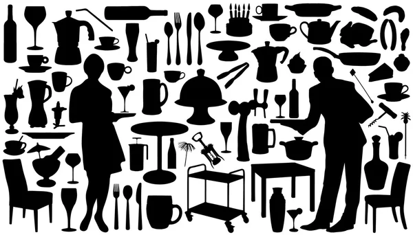 Silhouettes de restaurant — Image vectorielle