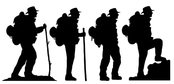 Hiker2 silhouetten — Stockvector