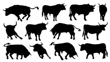 bull silhouettes clipart