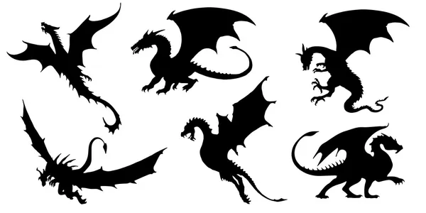 Silhouettes Dragon — Image vectorielle