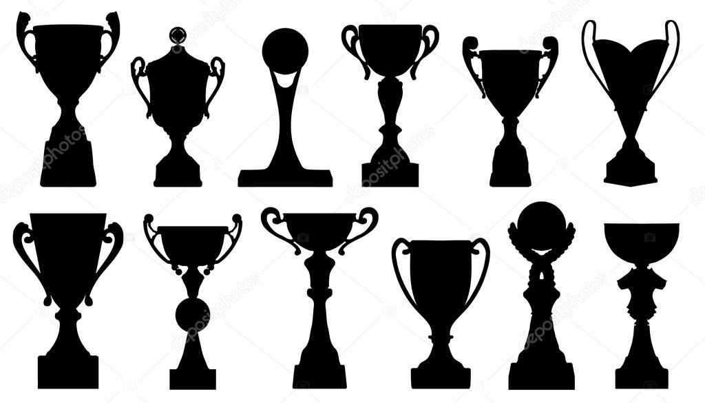 Trophy silhouettes on the white background