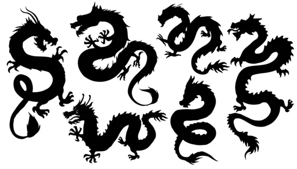 Chinese dragon2 silhouetten — Stockvector