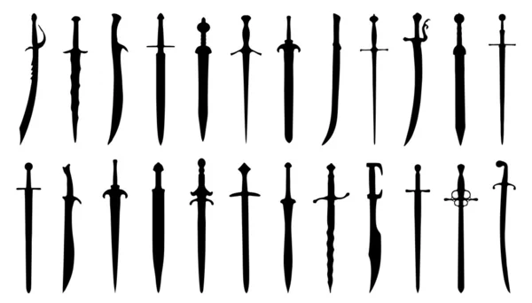 Sword silhouettes — Stock Vector