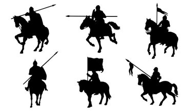 Knight horse silhouettes clipart