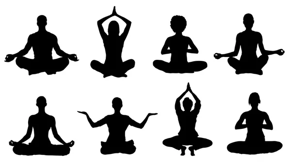 Meditation silhouettes — Stock Vector
