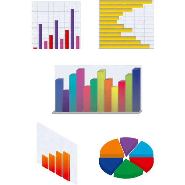 Conjunto de diagramas vetoriais isolados para empresas e relatórios financeiros — Vetor de Stock