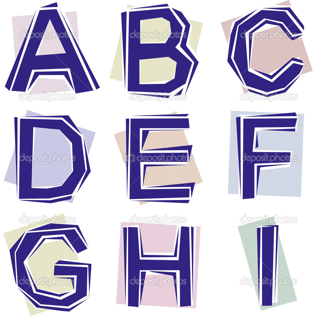 A vector collection of cut out letters