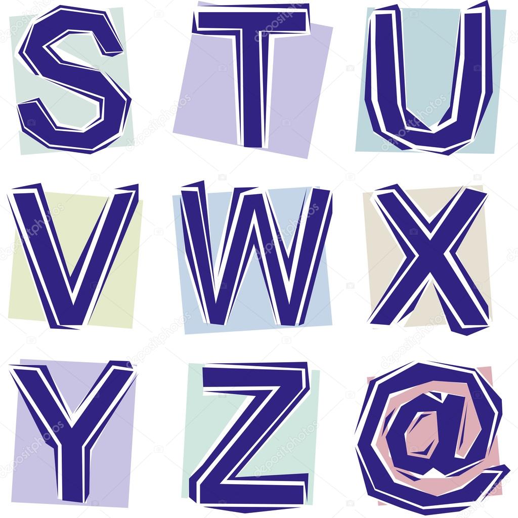 A vector collection of cut out letters