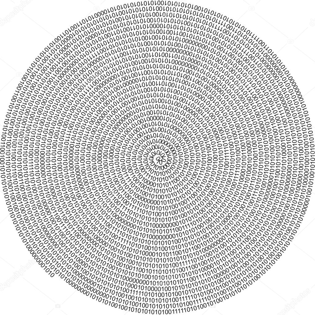 Zeroes and ones - binary computer code in a spiral isolated