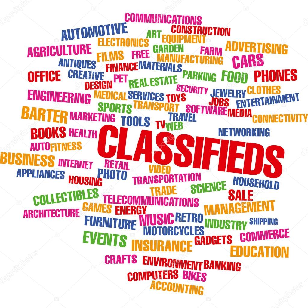 Classified daily newspaper promotion words isolated