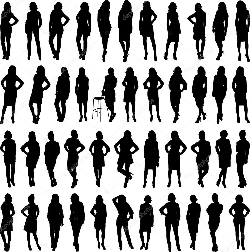 Woman silhouettes collection isolated over white background