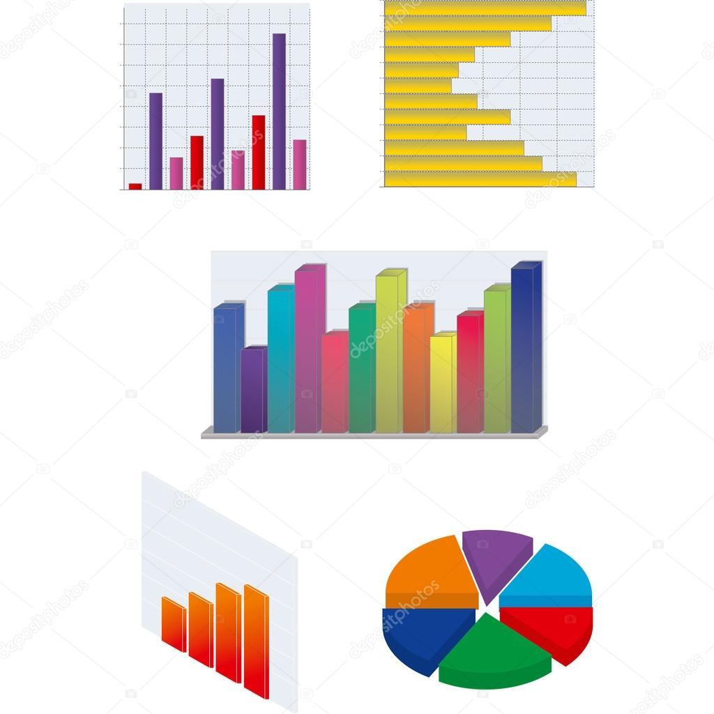 Set of isolated vector diagrams for business and financial repor