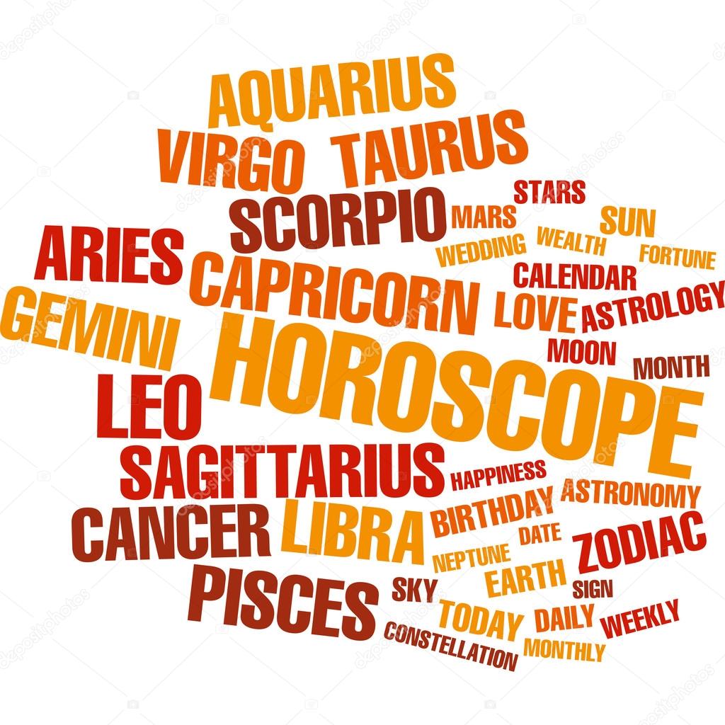 Vector zodiac horoscope words isolated