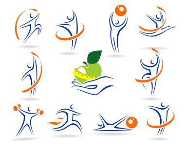 Fitness logos and elements сollection clipart