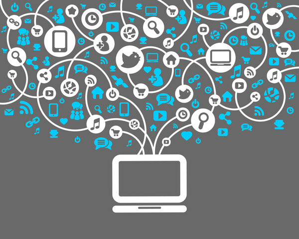 Социальная сеть фон вектора значков
