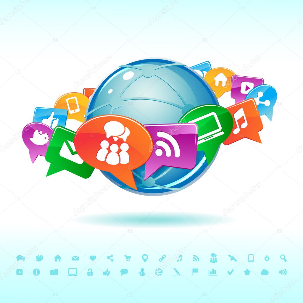 Social background network of the icons vector